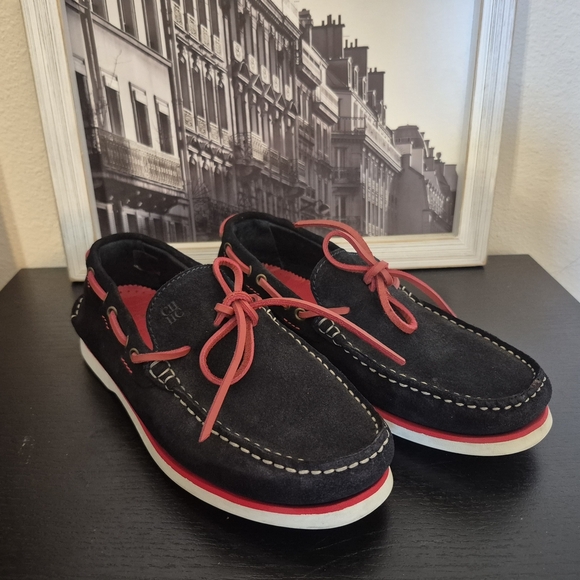 Carolina Herrera Navy and Red Loafers - Picture 1 of 7